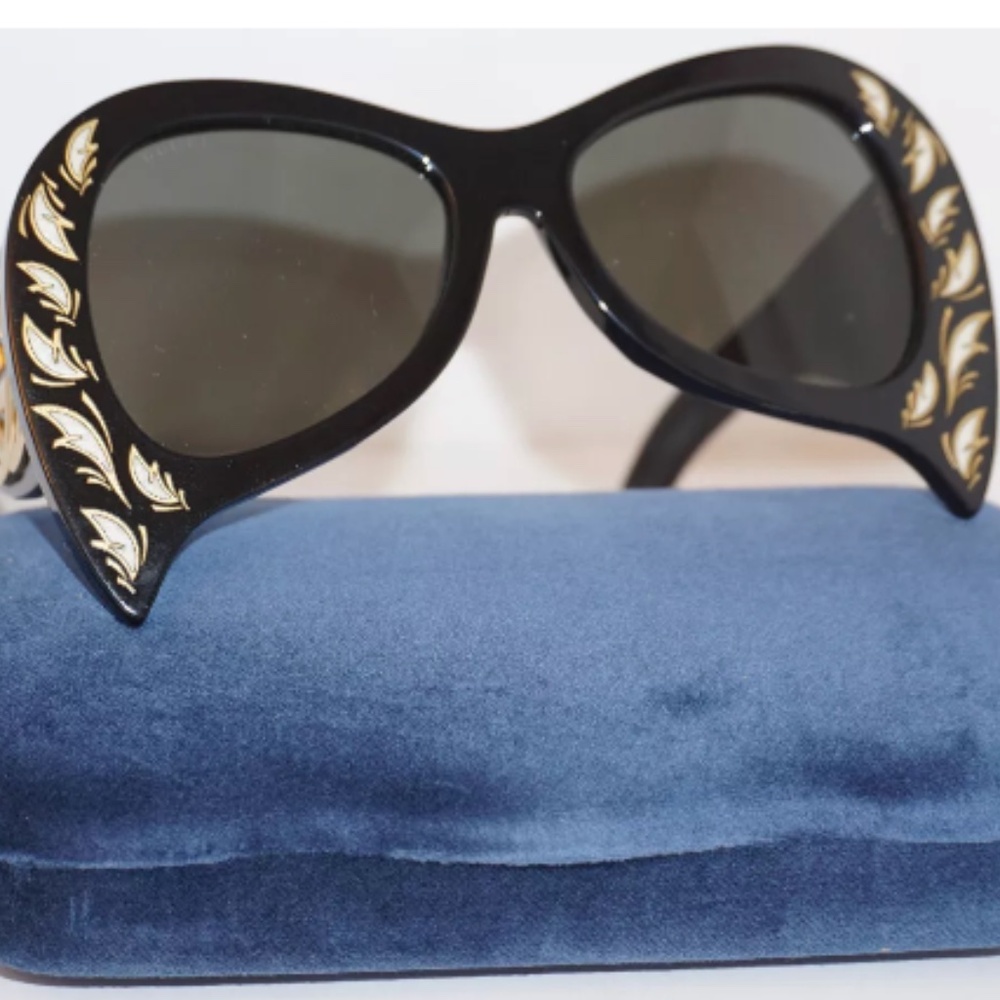 GUCCI Sunglasses Mask Black Pearl Feather GG0143S 002 55 18 140